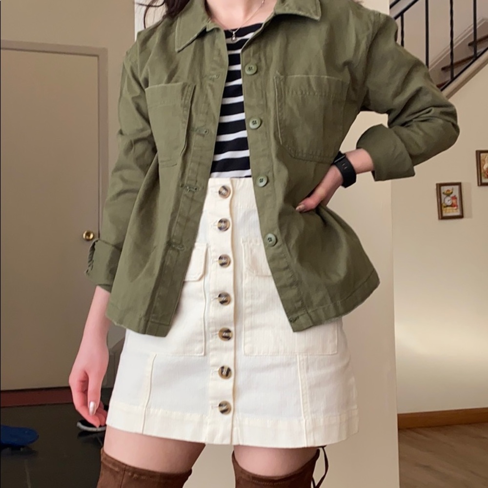 F21 olive green oversized shirt jacket size Small